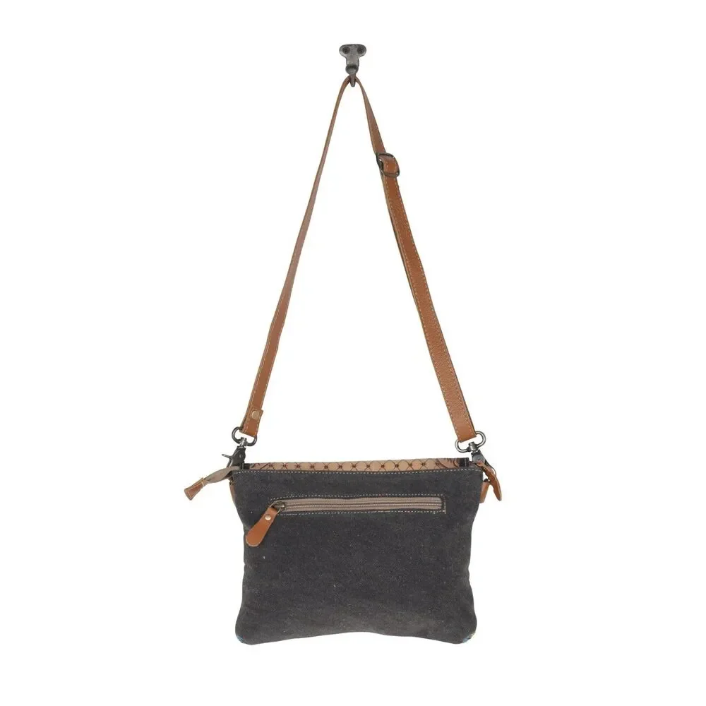 Myra Bag Handmade Meraki Hand Tooled Bag Upcycled Canvas & Cowhide Leather